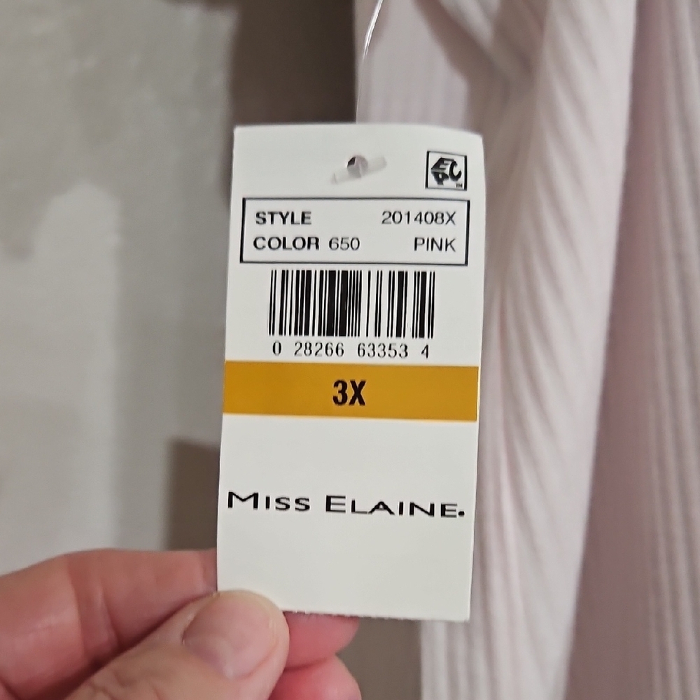 Miss Elaine | NWT Women's Light Pink Short Sleeve Embroidered Lace Nightgown 3X - Picture 10 of 12